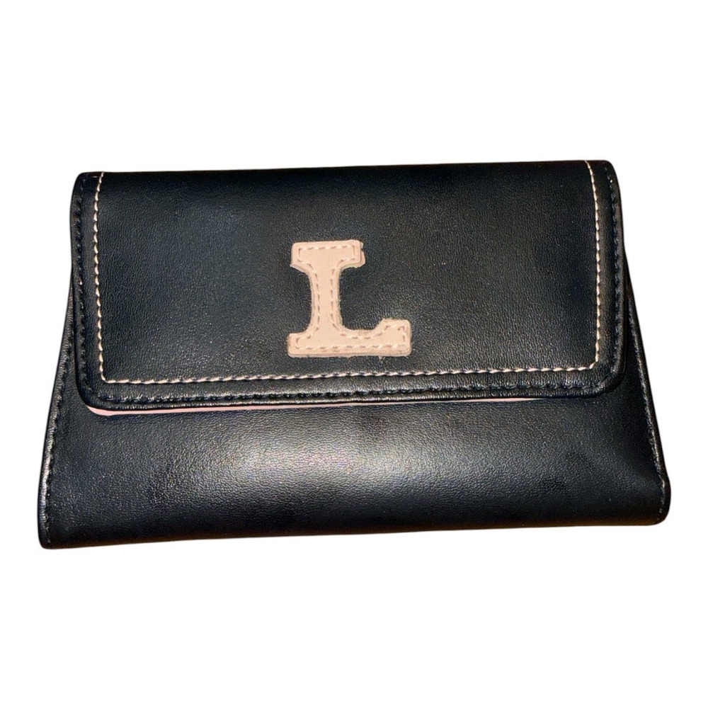 Y2K Baby Blush Pink & Black Initial Letter L Wallet Coin Pouch Nine & Co
